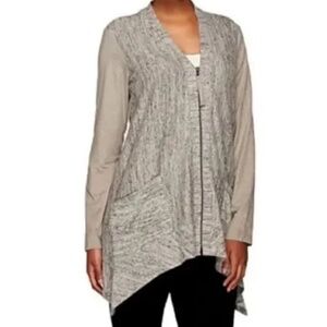 LOGO Lori Goldstein Marble Knit Cardigan, M